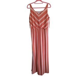 Plus Size 2X Maxi Dress Coral Chevron Aztec Babydoll Summer Beach
